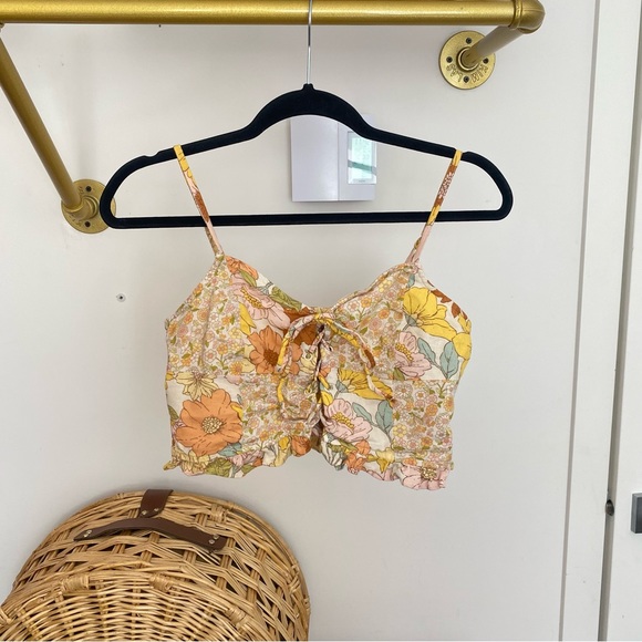 AE - Linen blend Floral Cropped Top - size S petite - Picture 14 of 14